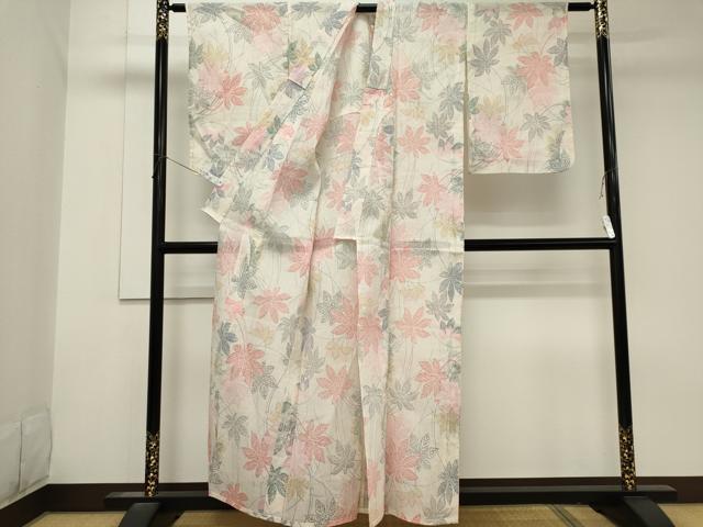 平和屋着物*夏物 本場小千谷ちぢみ 舞花文 麻 逸品 CABK1079ou
