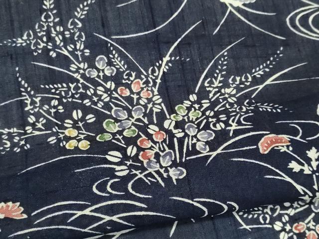 平和屋着物*夏物 小紋 紗紬 風景草花文 正絹 逸品 CABK1085ou