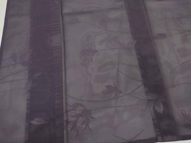 平和屋着物*夏物 色無地 草花紋紗 蒲葡色 三越扱い 正絹 逸品 CABK1087ou