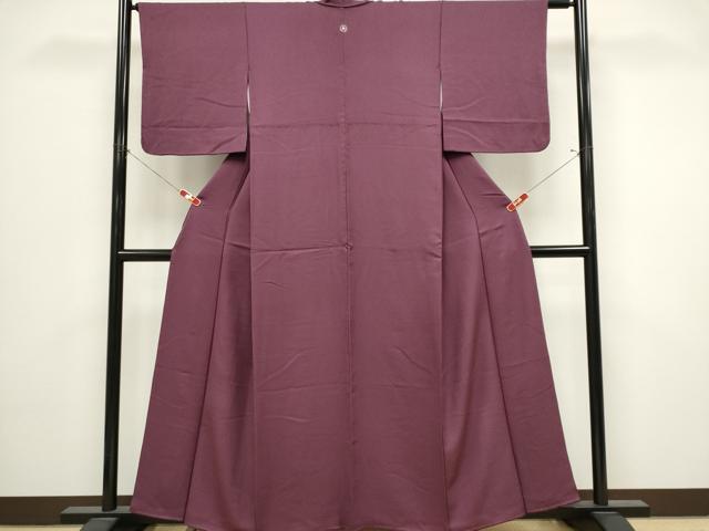 平和屋着物■上質な色無地 茄子紺色 正絹 逸品 CABK1104ou