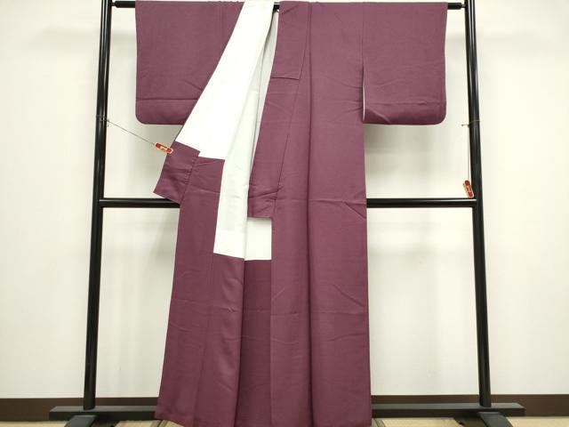 平和屋着物■上質な色無地 茄子紺色 正絹 逸品 CABK1104ou
