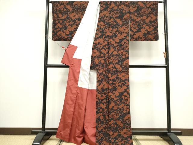 平和屋着物■上質な小紋 辻が花 黒地 正絹 逸品 CABK1106ou