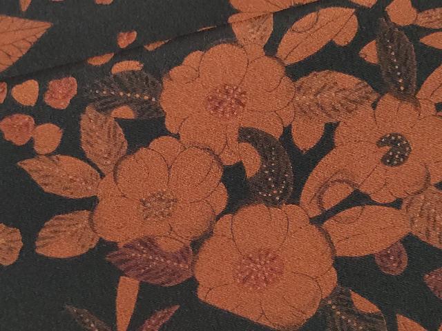 平和屋着物■上質な小紋 辻が花 黒地 正絹 逸品 CABK1106ou