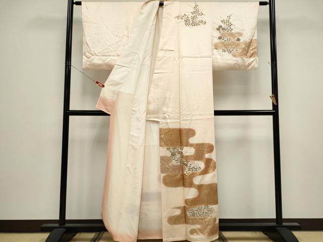 平和屋着物■訪問着 刺繍 エ霞草花文 金彩 正絹 逸品 CABK1113ou