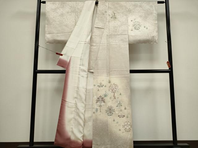 平和屋着物■訪問着 刺繍 草花文 暈し染め 正絹 逸品 未使用 CABK1116ou