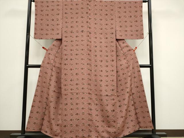 平和屋着物■上質な小紋 型染め 吉祥梅松文 正絹 逸品 CABK1122ou