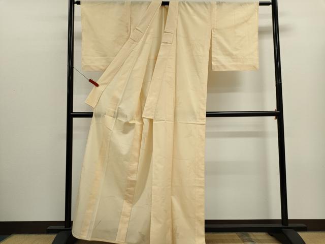 平和屋着物*夏物 色無地 縦絽 楓紋紗 鳥の子色 正絹 逸品 CABK1131ou