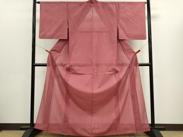 平和屋着物*夏物 色無地 絽 草花紋紗 長春色 正絹 逸品 CABK1134ou