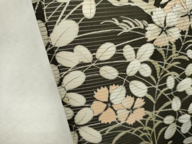平和屋着物*夏物 アンティーク 大正ロマン 黒留袖 絽 駒刺繍 風景草花文 正絹 逸品 CABK1142ou