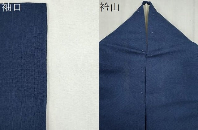 平和屋着物*夏物 色無地 立波紋紗 深縹色 正絹 逸品 CABK1153ou