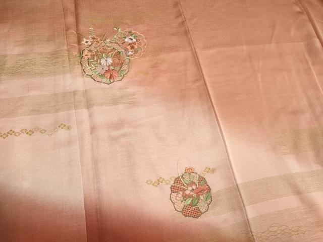 平和屋着物■訪問着 中国三大刺繍 スワトウ刺繍 絵皿花文 金彩 正絹 逸品 CABK1175ou
