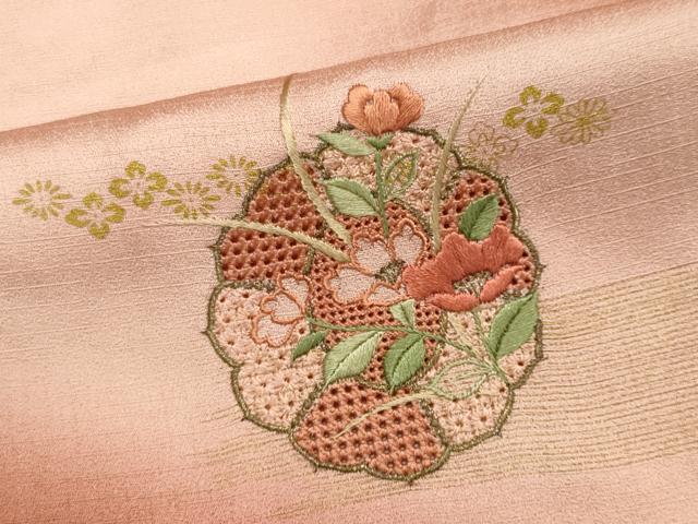 平和屋着物■訪問着 中国三大刺繍 スワトウ刺繍 絵皿花文 金彩 正絹 逸品 CABK1175ou
