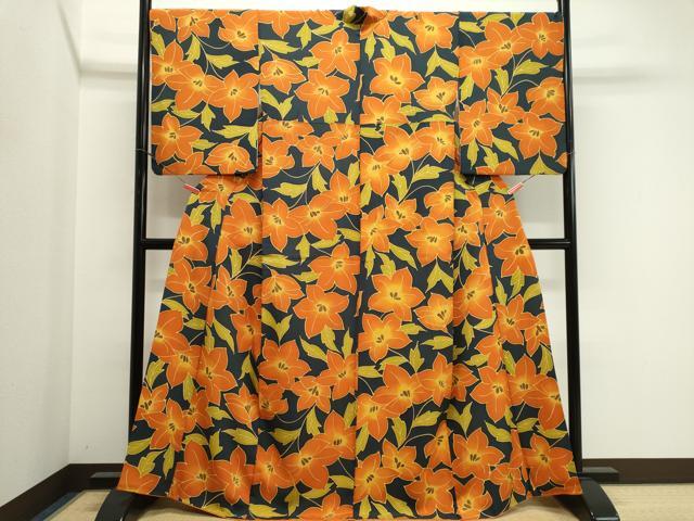 平和屋着物■上質な小紋 草花文 正絹 逸品 CABK1177ou
