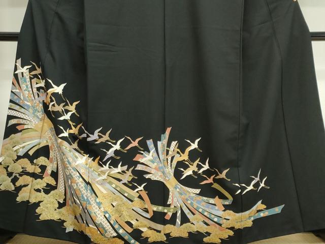 平和屋着物■豪華黒留袖 束ね熨斗飛鶴松文 金彩 正絹 逸品 CABK1185ou