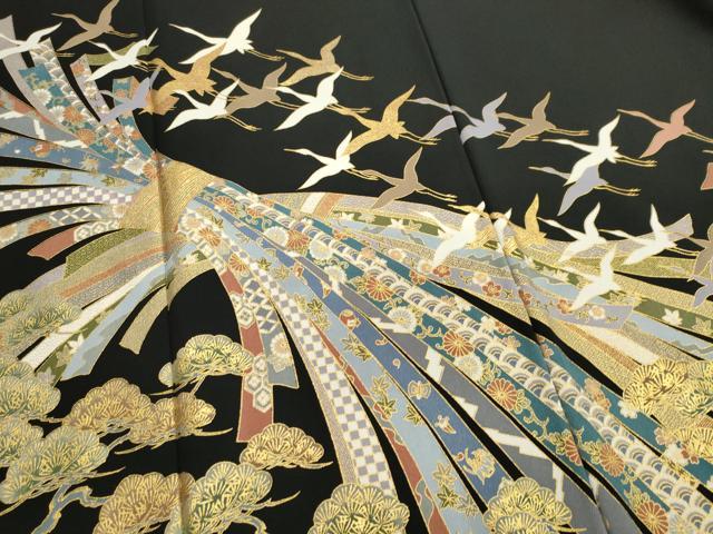 平和屋着物■豪華黒留袖 束ね熨斗飛鶴松文 金彩 正絹 逸品 CABK1185ou
