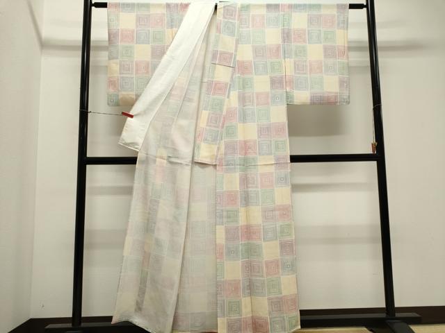 平和屋着物*夏物 小紋 絽 幾何学文 正絹 逸品 CABK1190ou