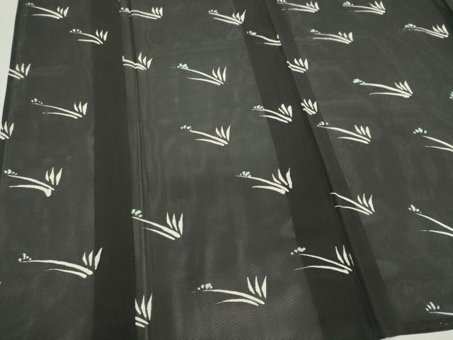平和屋着物*夏物 小紋 絽 草木文 黒地 正絹 逸品 CABK1191ou