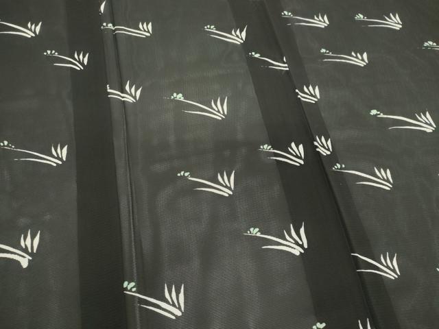 平和屋着物*夏物 小紋 絽 草木文 黒地 正絹 逸品 CABK1191ou