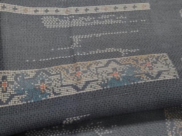 平和屋着物*夏物 本場大島紬 夏大島 横段草花文 証紙付き 正絹 逸品 未使用 CABK1194ou