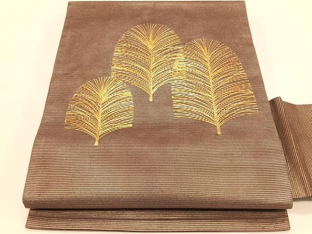 平和屋着物*夏物 九寸名古屋帯 駒刺繍 総刺繍 松葉文 金糸 正絹 逸品 CABK1203fb