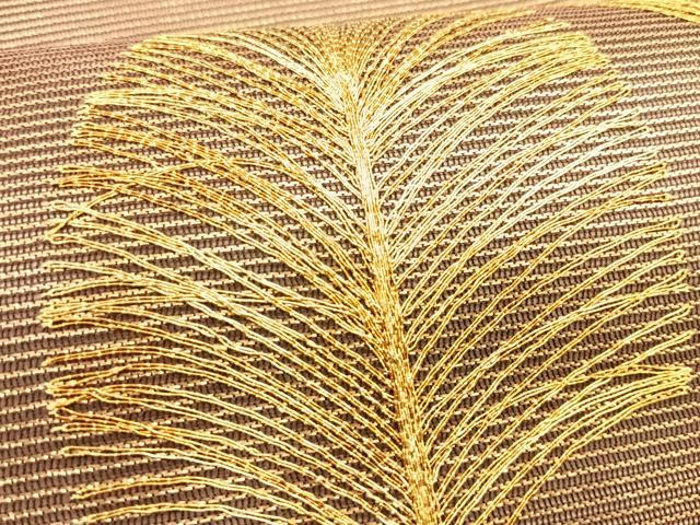 平和屋着物*夏物 九寸名古屋帯 駒刺繍 総刺繍 松葉文 金糸 正絹 逸品 CABK1203fb