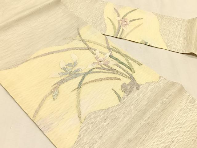 平和屋着物*夏物 九寸名古屋帯 すくい織 草花文 金銀糸 正絹 逸品 CABK1209fb