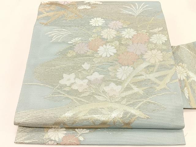 平和屋着物*夏物 九寸名古屋帯 籬枝花文 金糸 正絹 逸品 CABK1212fb