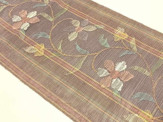 平和屋着物*夏物 1854年創業 帯屋捨松 八寸名古屋帯 花唐草文 正絹 逸品 CABK1216fb