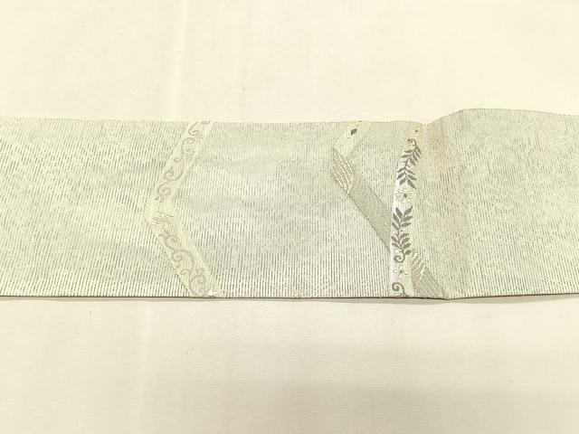 平和屋着物*夏物 九寸名古屋帯 立波花唐草文 銀糸 正絹 逸品 CABK1218fb