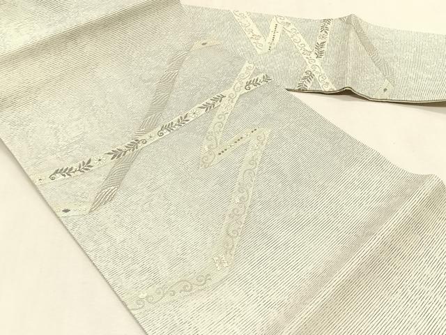 平和屋着物*夏物 九寸名古屋帯 立波花唐草文 銀糸 正絹 逸品 CABK1218fb