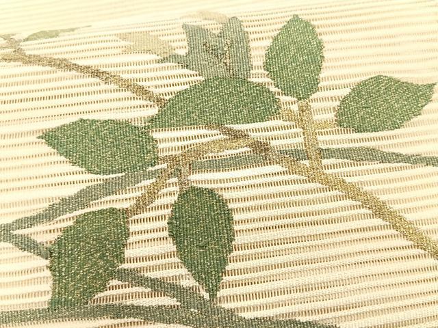 平和屋着物*夏物 八寸名古屋帯 絽綴れ 枝葉文 金糸 正絹 逸品 CABK1220fb