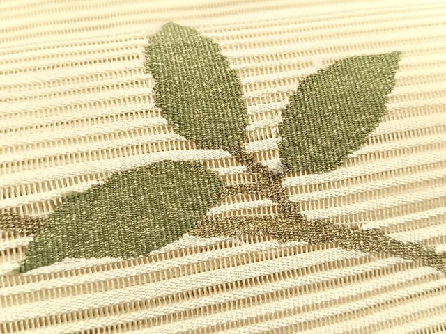 平和屋着物*夏物 八寸名古屋帯 絽綴れ 枝葉文 金糸 正絹 逸品 CABK1220fb