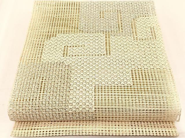 平和屋着物*夏物 八寸名古屋帯 羅 幾何学文様 銀糸 正絹 逸品 CABK1224fb