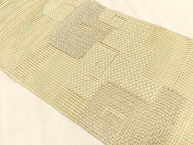 平和屋着物*夏物 八寸名古屋帯 羅 幾何学文様 銀糸 正絹 逸品 CABK1224fb