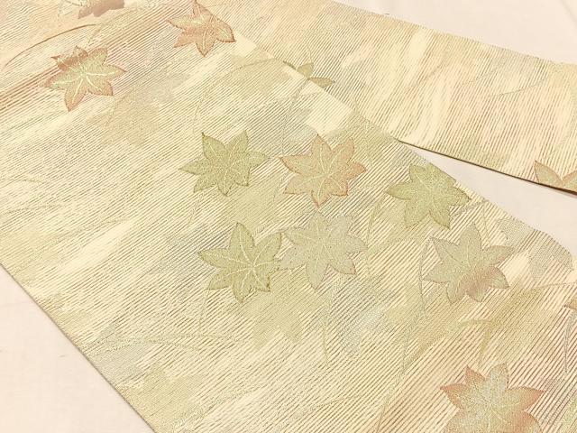 平和屋着物*夏物 九寸名古屋帯 芝草楓文 金銀糸 正絹 逸品 CABK1226fb