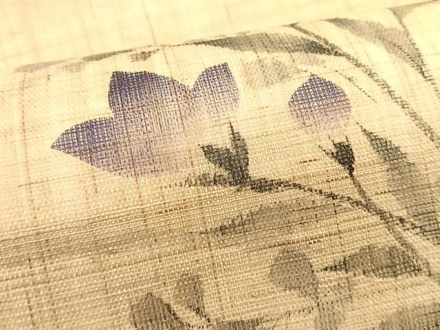 平和屋着物*夏物 九寸名古屋帯 手描き 桔梗 麻 逸品 CABK1239fb