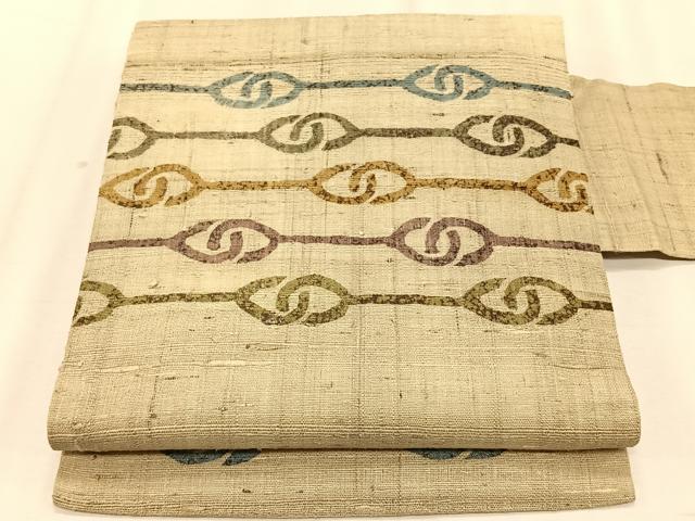 平和屋着物*夏物 九寸名古屋帯 作家物 生紬 抽象文 正絹 逸品 CABK1240fb