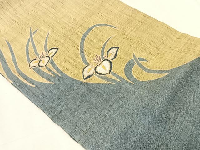 平和屋着物*夏物 九寸開き名古屋帯 杜若 麻 逸品 CABK1241fb