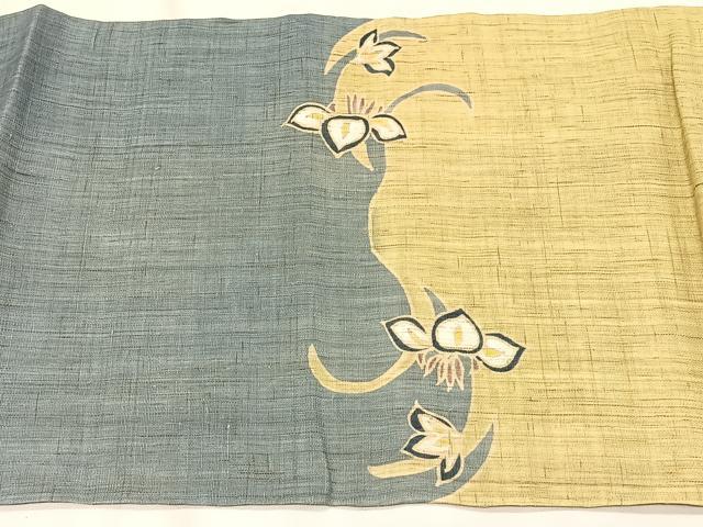 平和屋着物*夏物 九寸開き名古屋帯 杜若 麻 逸品 CABK1241fb
