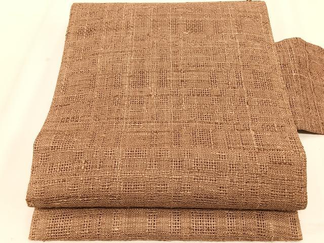 平和屋着物*夏物 八寸名古屋帯 幾何学文様 伽羅色 正絹 逸品 CABK1244fb