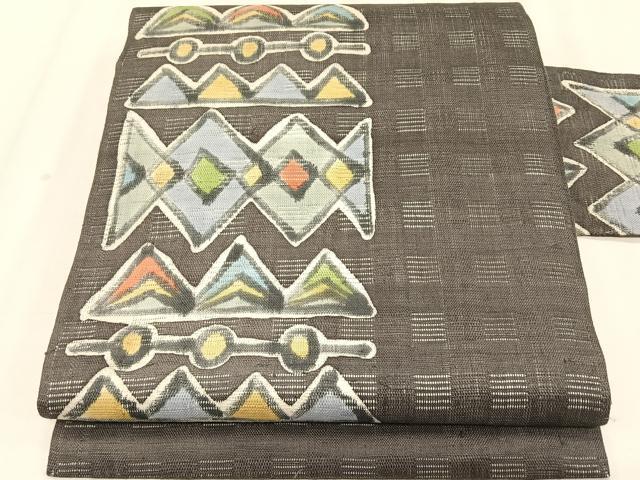 平和屋着物*夏物 九寸名古屋帯 花倉織 抽象文様 逸品 CABK1247fb