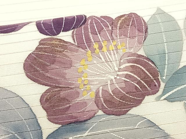 平和屋着物*夏物 絽塩瀬 九寸名古屋帯 枝花文 正絹 逸品 CABK1252fb