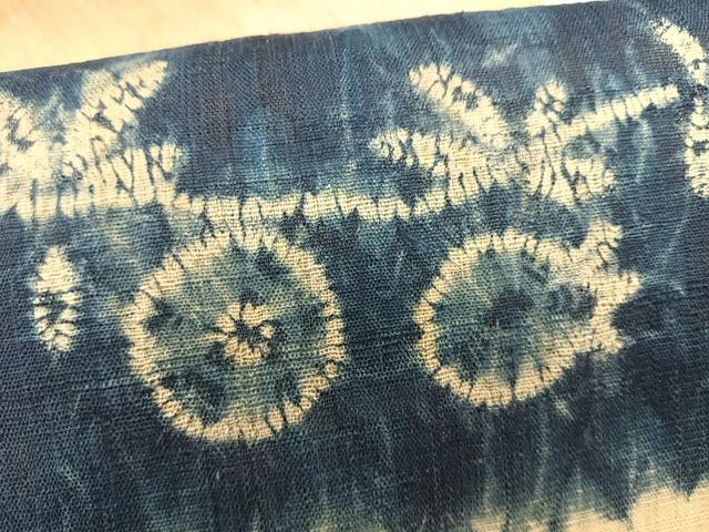 平和屋着物*夏物 九寸名古屋帯 絞り 藍 枝花文 麻 逸品 CABK1259fb