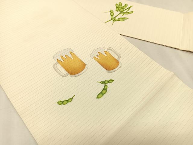 平和屋着物*夏物 絽塩瀬 九寸名古屋帯 ビール 枝豆 正絹 逸品 CABK1260fb