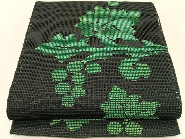 平和屋着物*夏物 八寸名古屋帯 羅 葡萄 黒地 正絹 逸品 CABK1262fb