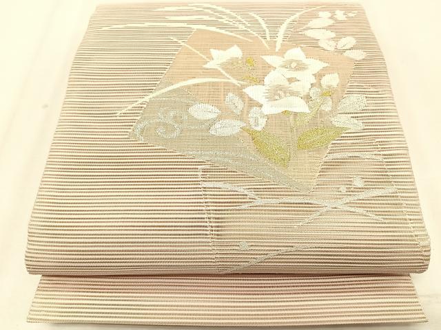 平和屋着物*夏物 八寸名古屋帯 絽綴れ 色紙重ね桔梗文 金銀糸 正絹 逸品 CABK1265fb