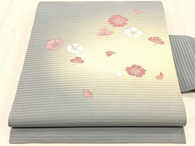平和屋着物*夏物 絽塩瀬 九寸名古屋帯 舞花文 金彩 正絹 逸品 CABK1266fb