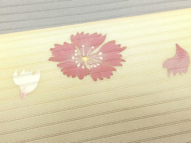 平和屋着物*夏物 絽塩瀬 九寸名古屋帯 舞花文 金彩 正絹 逸品 CABK1266fb