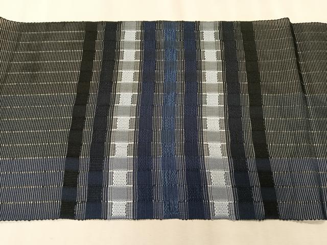 平和屋着物*夏物 八寸名古屋帯 藍 間道 正絹 逸品 CABK1272fb