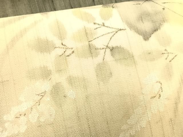 平和屋着物*夏物 九寸名古屋帯 手描き 紬地 枝花文 正絹 逸品 CABK1274fb
